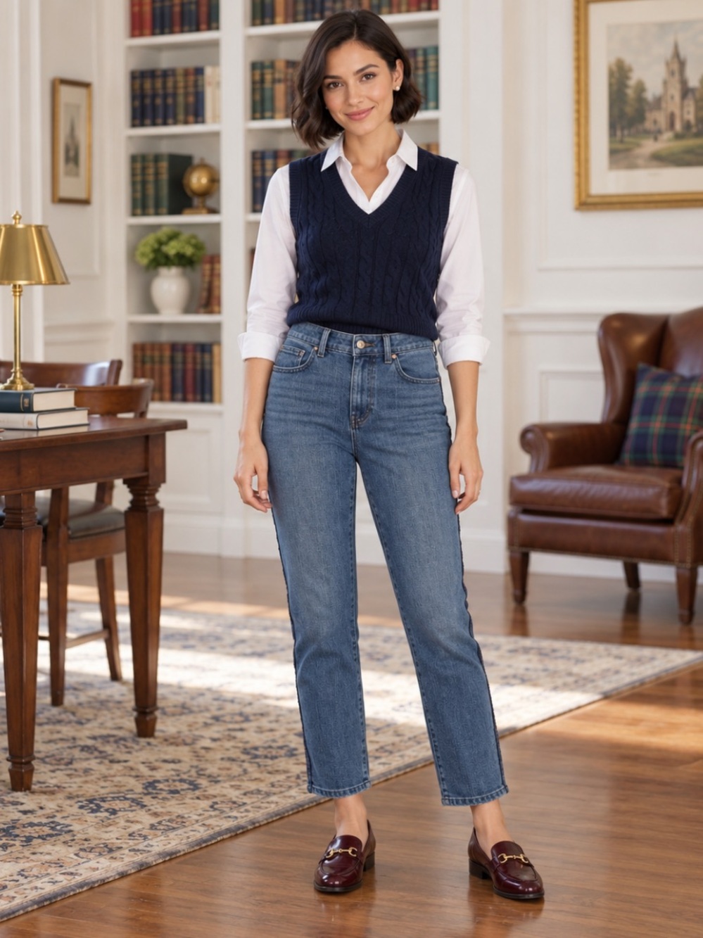 Talbots Sequin Stripe Straight Leg Jeans Stardust Wash Petite 8P